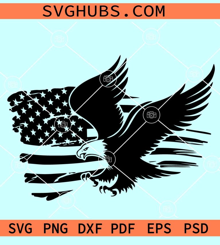 Distressed American Flag With Eagle SVG, Eagle Flag SVG