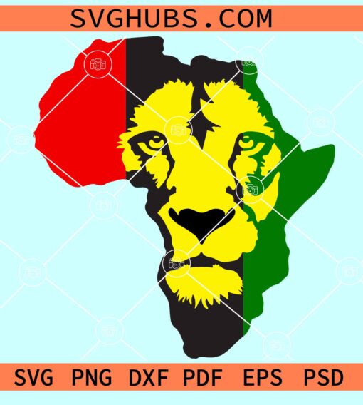 Juneteenth Lion Africa Map SVG, Juneteenth SVG, Black History SVG