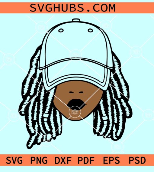 Locs Hair Black Girl SVG, locs and cap girl SVG, Afro girl svg, Afro woman hat svg