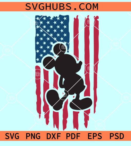 Mickey American flag SVG, Mickey 4th of July SVG, Mickey distressed American flag SVG