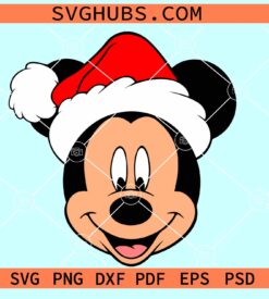 Mickey head with Santa hat SVG, mickey Christmas SVG, Disney Christmas SVG