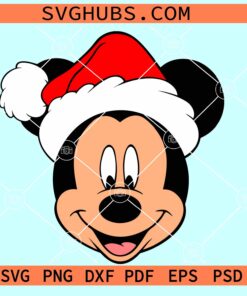 Mickey head with Santa hat SVG, mickey Christmas SVG, Disney Christmas SVG