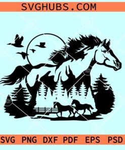 Running horse scene SVG, horse stable svg, horse lover svg