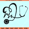 Stethoscope Heartbeat SVG, Nurse Heartbeat SVG, Stethoscope heart SVG