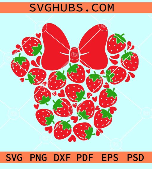 Strawberry Mouse Head SVG, strawberry clipart, strawberry Mickey head svg