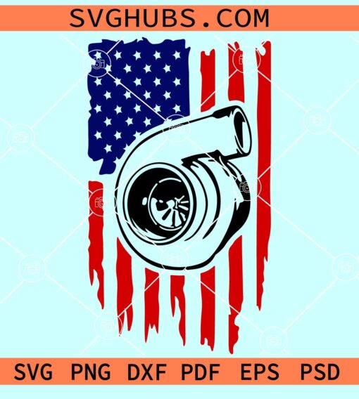 Turbo charger American flag SVG, Racing American flag svg