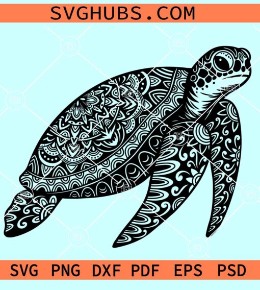 Turtle mandala SVG, Mandala turtle SVg, sea turtle svg, Turtle zentangle svg