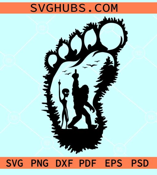 Alien and Bigfoot SVG, Big foot svg, Bigfoot and alien SVG, Big foot SVG