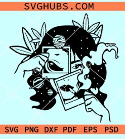 Alien girl smoking weed SVG, weed svg, smoking joint svg
