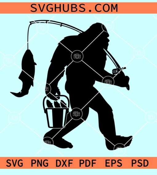 Bigfoot fishing SVG, Sasquatch Gone Fishing Svg, fishing dad SVG