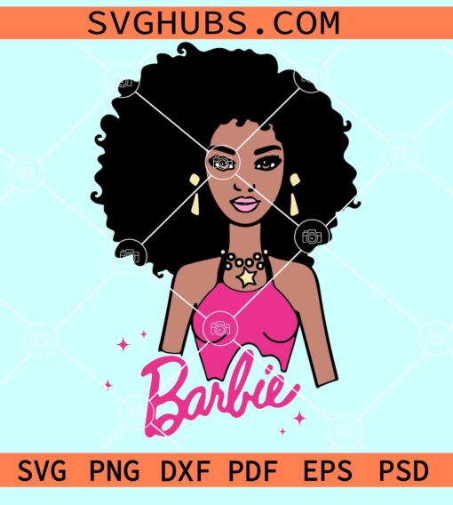 Black Doll Barbie SVG, afro Barbie girl SVG, Black Doll Curly Afro SVG