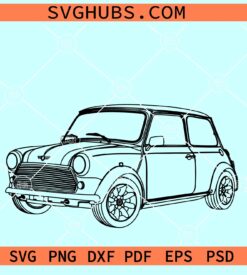 Classic Mini Car SVG, vintage car svg, Mini cooper svg, mini car svg