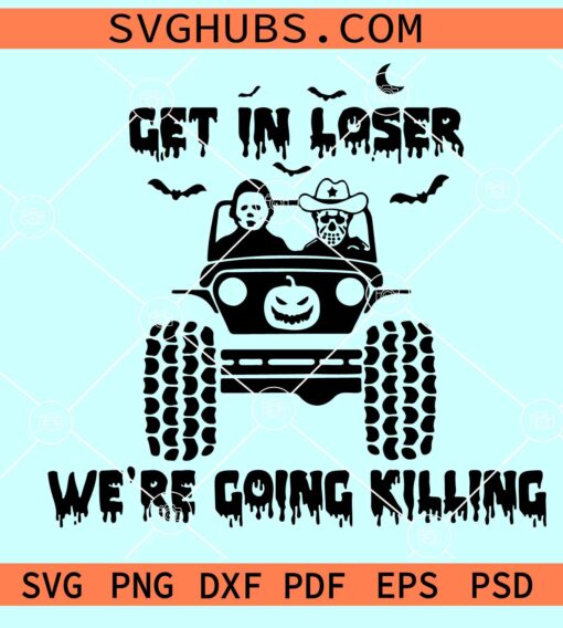 Get in Loser Halloween Offroad Svg, Jason driving Jeep SVG
