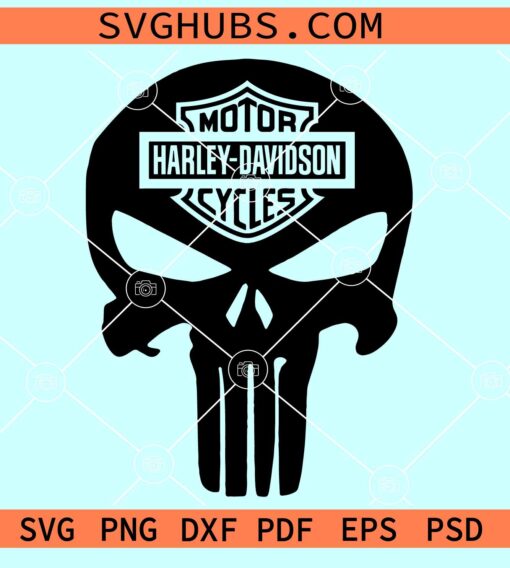 Harley Davidson punisher skull SVG, Harley Davidson skull svg