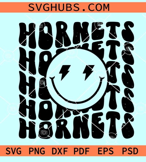 Hornets retro smiley SVG, Hornets mascot SVG, Hornets football SVG