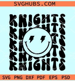Knights Retro smiley svg, Knight Mascot svg, Knights wavy stacked svg