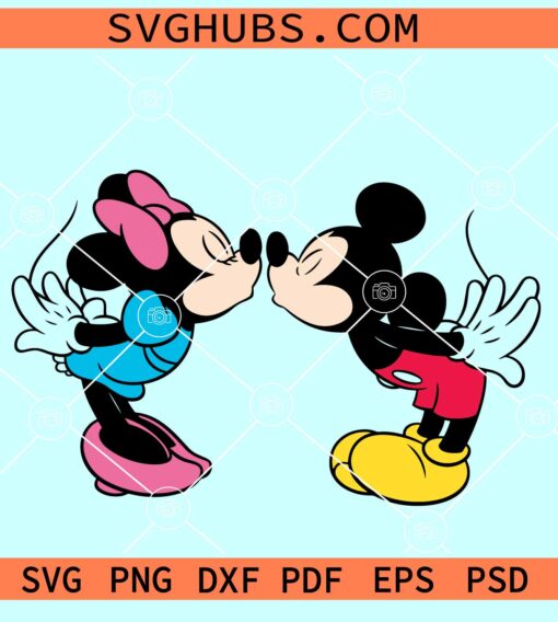 Mickey and Minnie Kissing SVG, Disney Valentine Svg