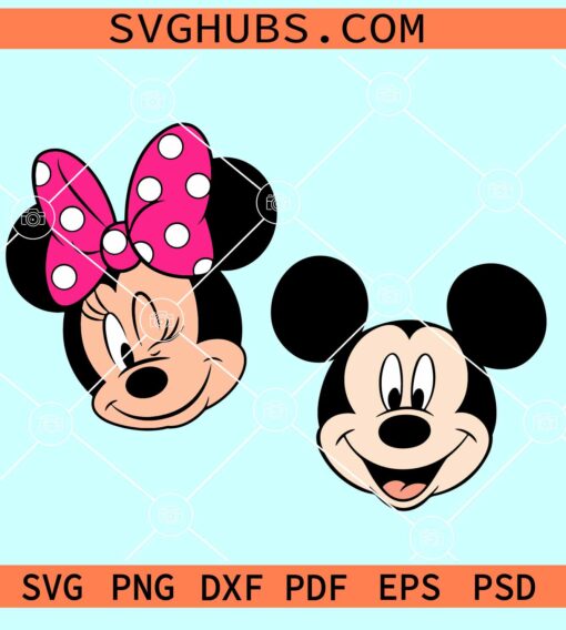 Mickey and Minnie face SVG, Mickey Mouse SVg, Minnie Mouse Svg