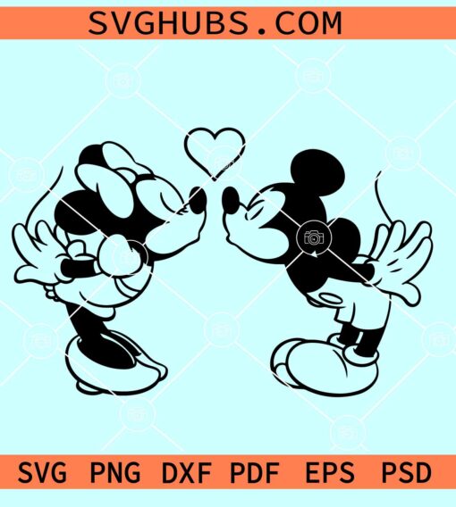 Mickey and Minnie love SVG, Mickey and Minnie kissing svg, Mickey valentine SVG