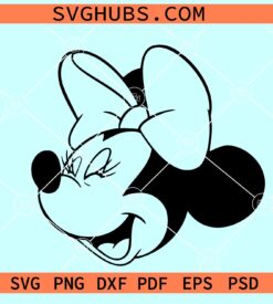 Minnie Mouse winking SVG, Happy Minnie Mouse SVG, Minnie Mouse head SVG