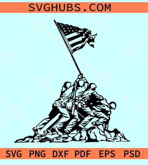 Raising the flag on Iwo Jima svg, USMC memorial svg