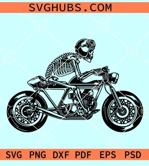 Skeleton Riding Motorcycle SVG, skeleton biker svg
