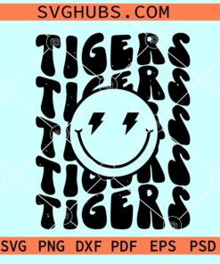 Tigers retro Smiley svg, Tigers Mascot svg, Tigers school spirit SVG