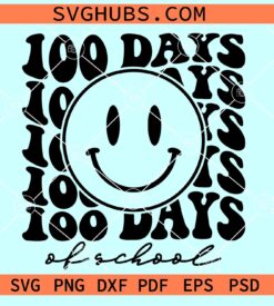 100 days of School smiley face SVG, 100 days of school Svg, Happy 100 days Svg