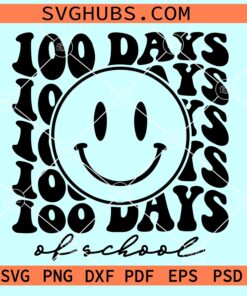 100 days of School smiley face SVG, 100 days of school Svg, Happy 100 days Svg
