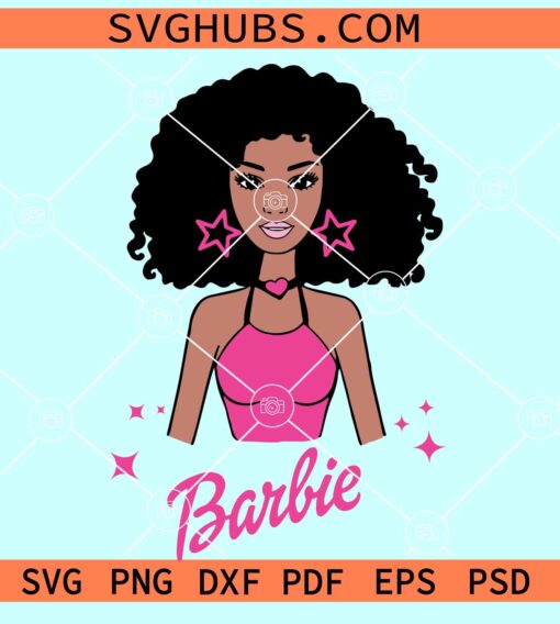 Afro Barbie SVG, Barbie Afro hair svg, black Barbie SVG