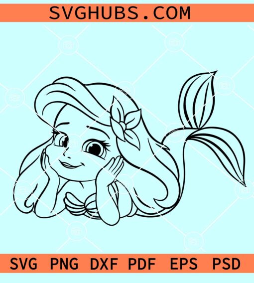 Baby Ariel SVG, Ariel Mermaid Svg, Little Mermaid Svg - Image 2