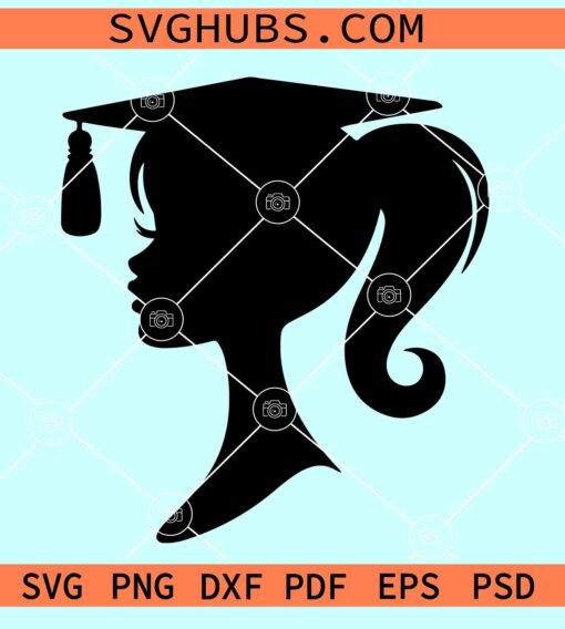 Barbie graduation SVG, Barbie head graduation hat SVG