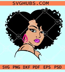 Black woman curly hair svg, afro woman svg, black woman svg