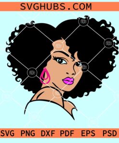 Black woman curly hair svg, afro woman svg, black woman svg