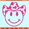Cow Print Hat Smiley Face SVG, cowboy smiley svg, cowgirl svg