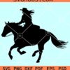 Cowgirl on horse SVG, cowgirl riding horse svg, cowgirl silhouette png