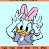 Daisy Duck peace sign SVG, Daisy Duck SVG, Daisy with hair bow SVG