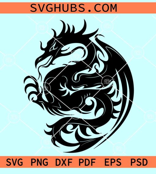 Dragon SVG, dragon tattoo svg, Dragon PNG, tribal svg