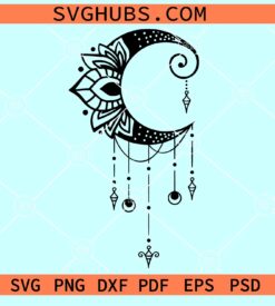 Dreamcatcher moon SVG, Dreamcatcher svg, crescent moon svg