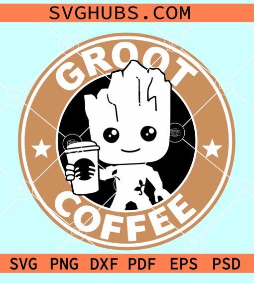 Groot Coffee SVG, Baby Groot Starbucks Logo SVG, Groot Starbucks SVG