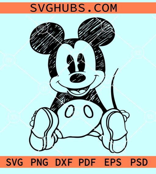 Hand drawn Mickey SVG, Mickey sketch SVG, Disney Mickey Mouse SVG