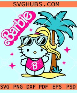 Hello Kitty Barbie Summer SVG, Hello Kitty summer SVG, Barbie summer SVG