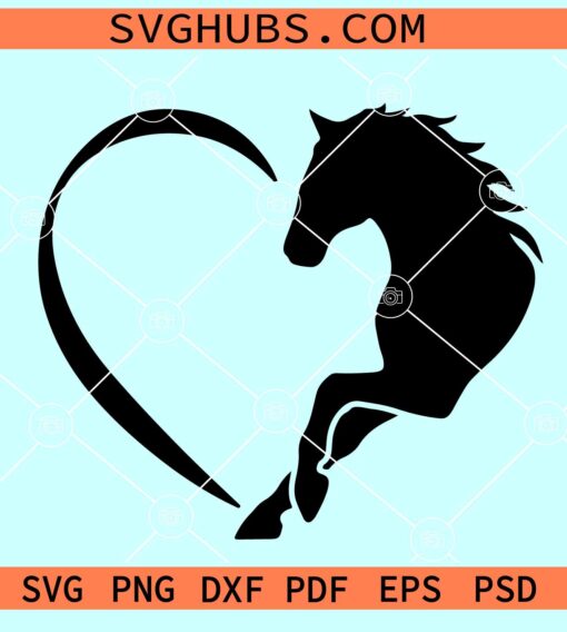 Horse heart SVG, love horses SVG, half heart half horse svg