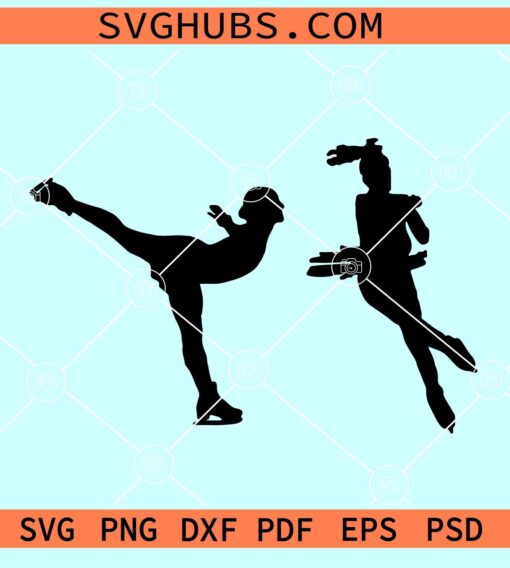 Ice skating SVG, skating silhouette, woman skating SVG