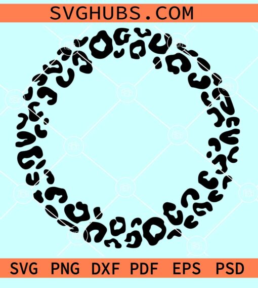 Leopard print circle frame SVG, leopard print border SVG, decorative border svg