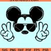 Mickey peace sign SVG, Mickey with sunglasses SVG, Mickey hand sign SVG