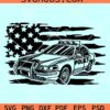 Police car flag SVG, American Flag Police Car Svg, Distressed police car flag SVG