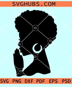 Praying Afro woman SVG, woman prying hands svg, blessed woman SVG