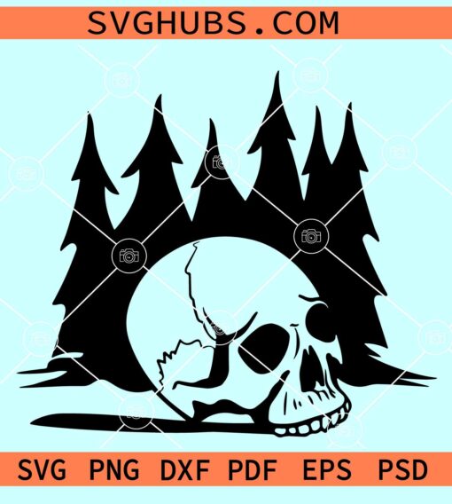 Skull and trees SVG, Human skull SVG, Halloween SVG