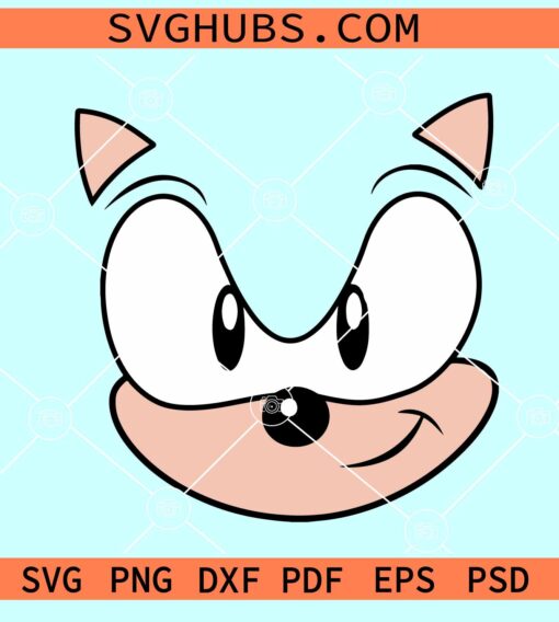 Sonic Face Head SVG, Sonic Hedgehog Svg, Sonic Face Svg, Sonic Head Svg